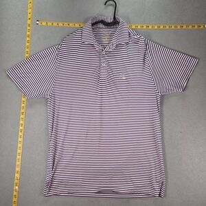 Rhoback Polo Shirt Mens Small Purple White Striped Performance Golf Stretch